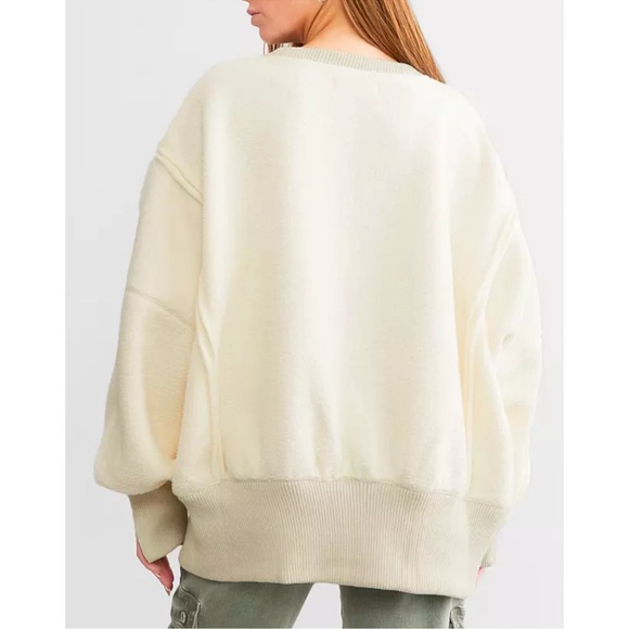 FREE PEOPLE WE THE FREE VANILLA ICE CREAM COZY CAMDEN PULLOVER SWEATSHIRT TOP - Picture 13 of 14